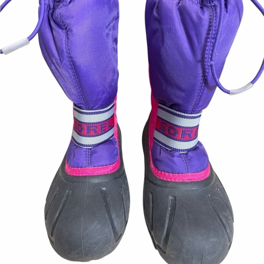 Sorel Purple and Pink Kids' Winter Waterproof Boots in Size 2.